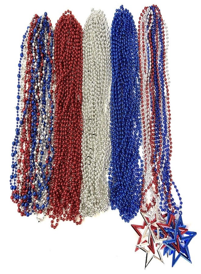 GZYSSL 108 Pcs 4th of July Beads Necklaces Independence Day Red Blue Silver Bead Necklaces Fourth of July Patriotic Parade Party Celebration Decorations - Image 3